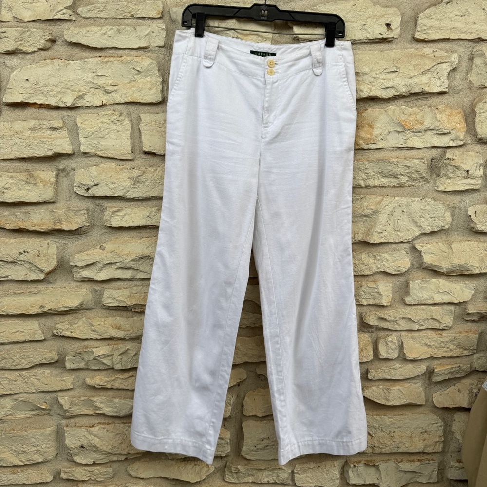 Ralph Lauren White Linen-Cotton Pants Vintage Size 4